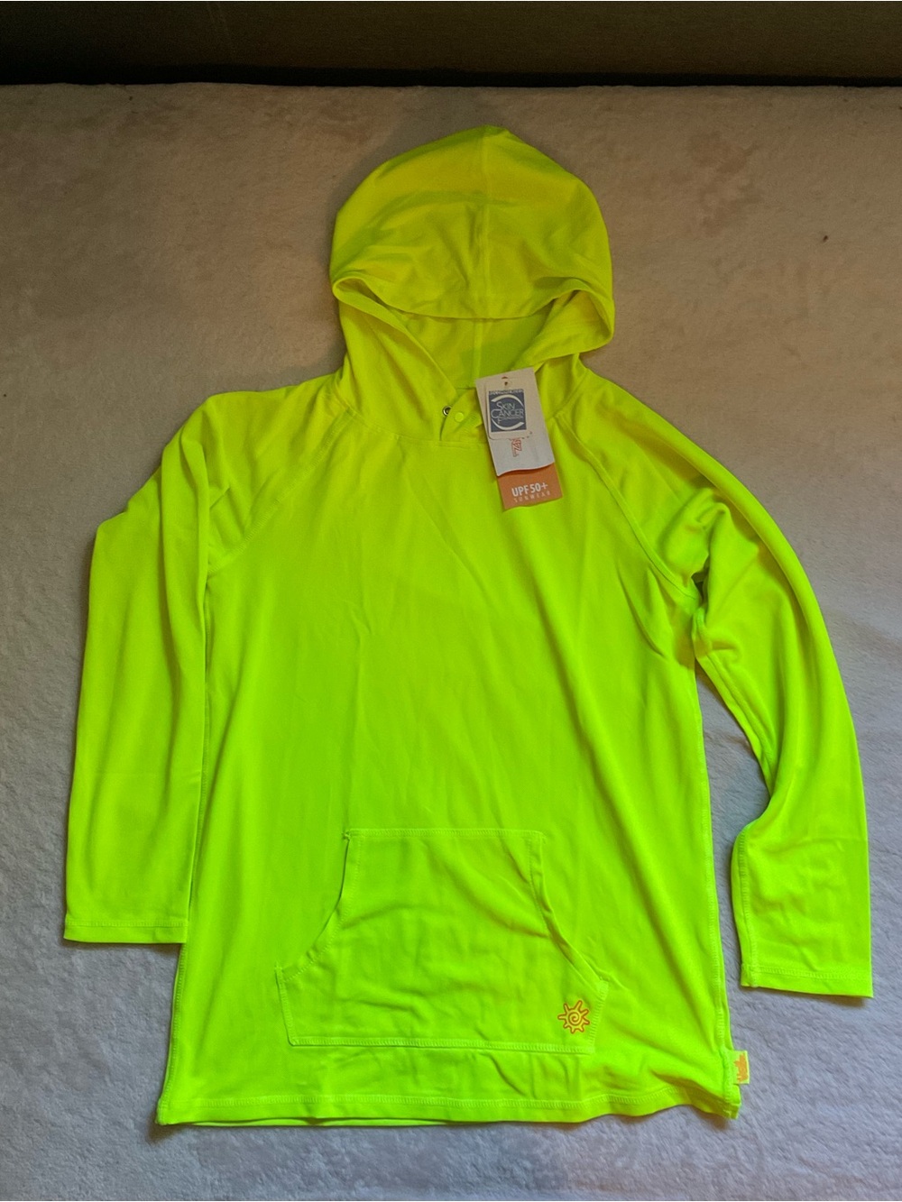 UV Skinz Kid's Neon Yellow UPF 50+ Pullover Hoodie Size 14